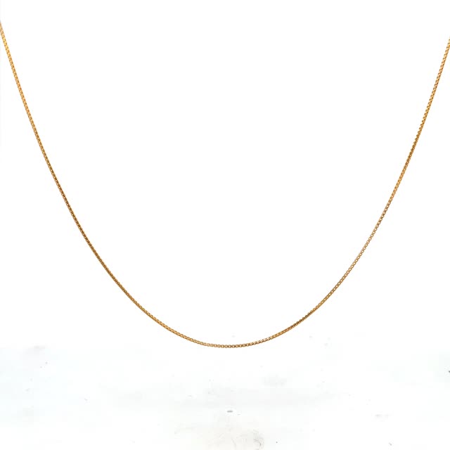 22k Gold Light Box Chain Necklace 18”