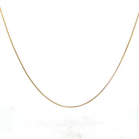 22k Gold Light Box Chain Necklace 18”
