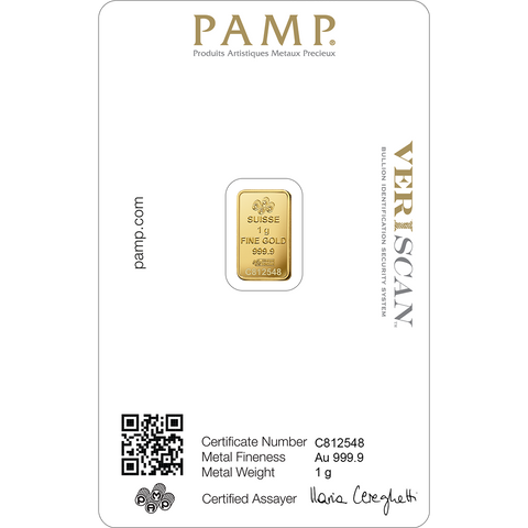 1 Gram PAMP Fortuna Gold Minted Bar